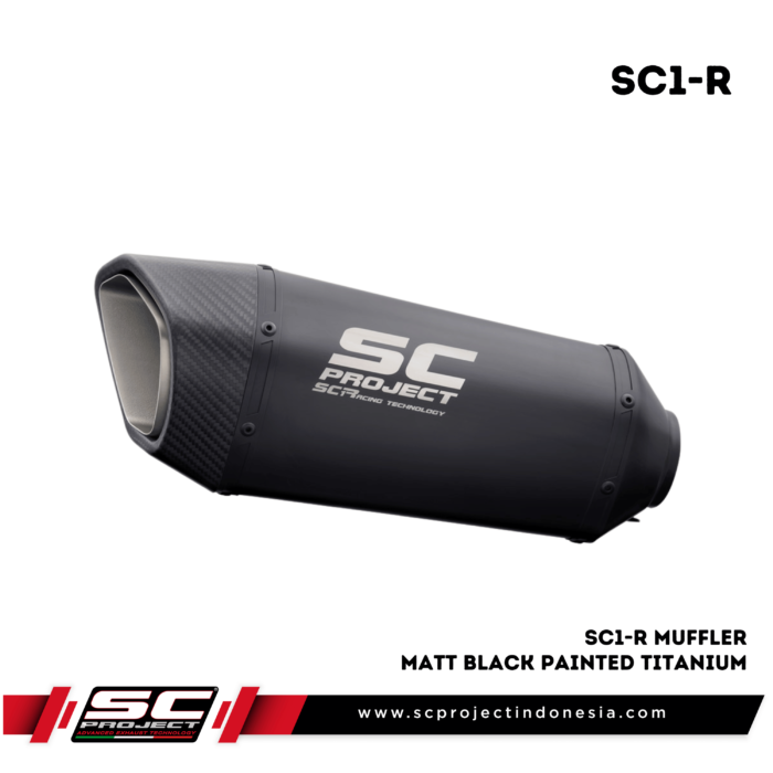 SC1-R Muffler, matt black painted Titanium